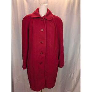 Vintage ALORNA Wool Blend Pea Coat‎ Red Button USA Union Made Women's Size Large